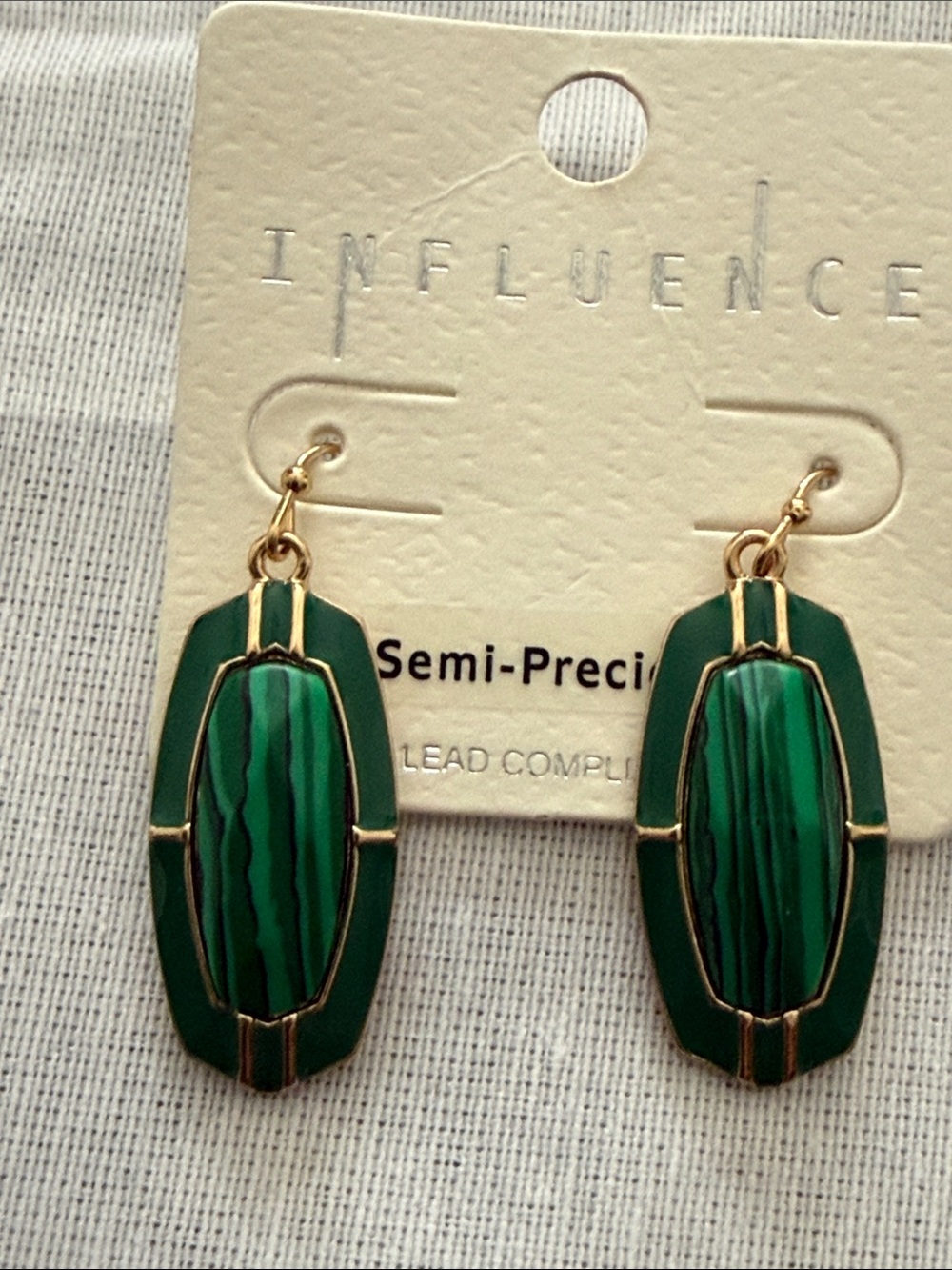 Green Semi-Precious Drop Earrings